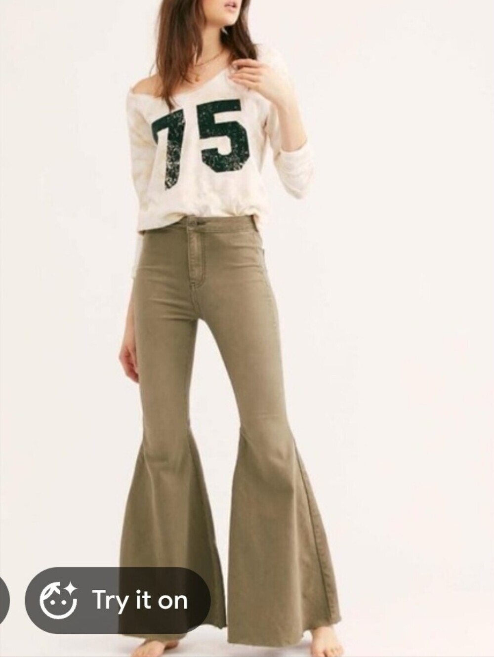 We The Free Womens Brown Flare Bell Bottom Pants Size 27